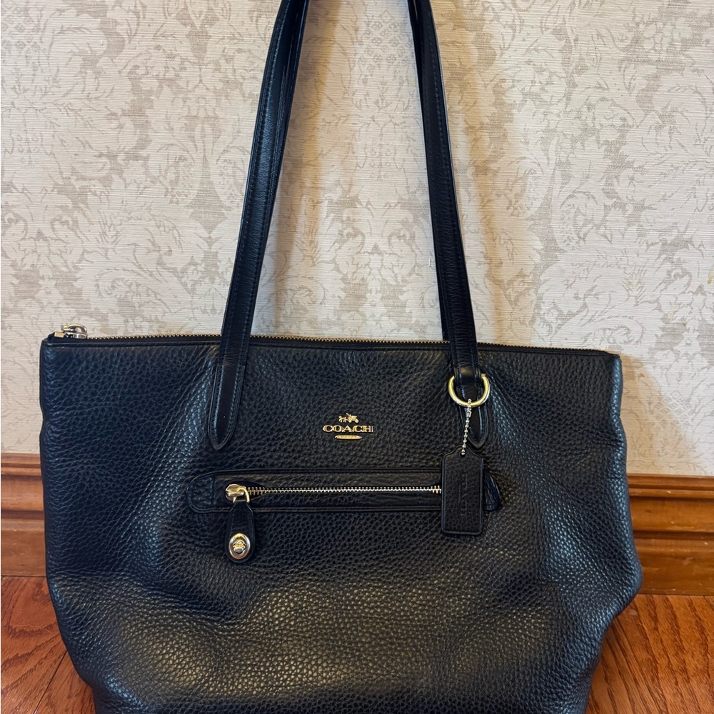 Coach Black Leather Tote Bag
